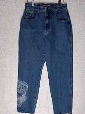 Empyre Jeans Womens 6 Blue Denim Tori Embroidered Dragon Skate Jeans